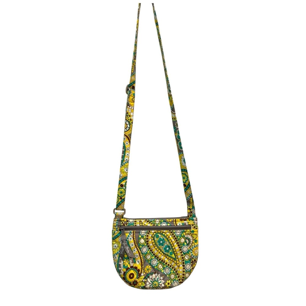Vera Bradley Lizzy Crossbody Bag Purse Lemon Parfait Retired Paisley Floral - Picture 3 of 12